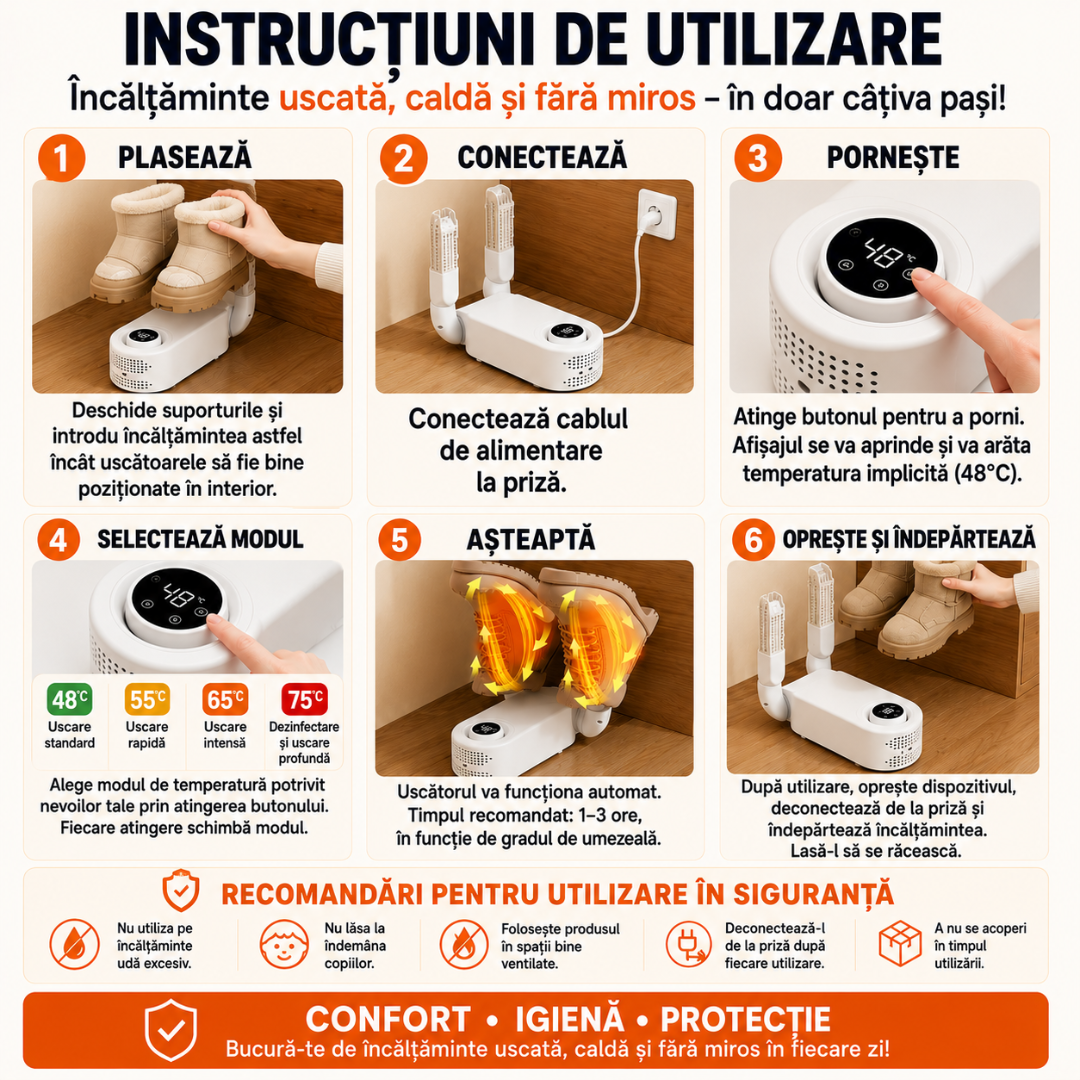 Uscător Electric Inteligent pentru Încălțăminte