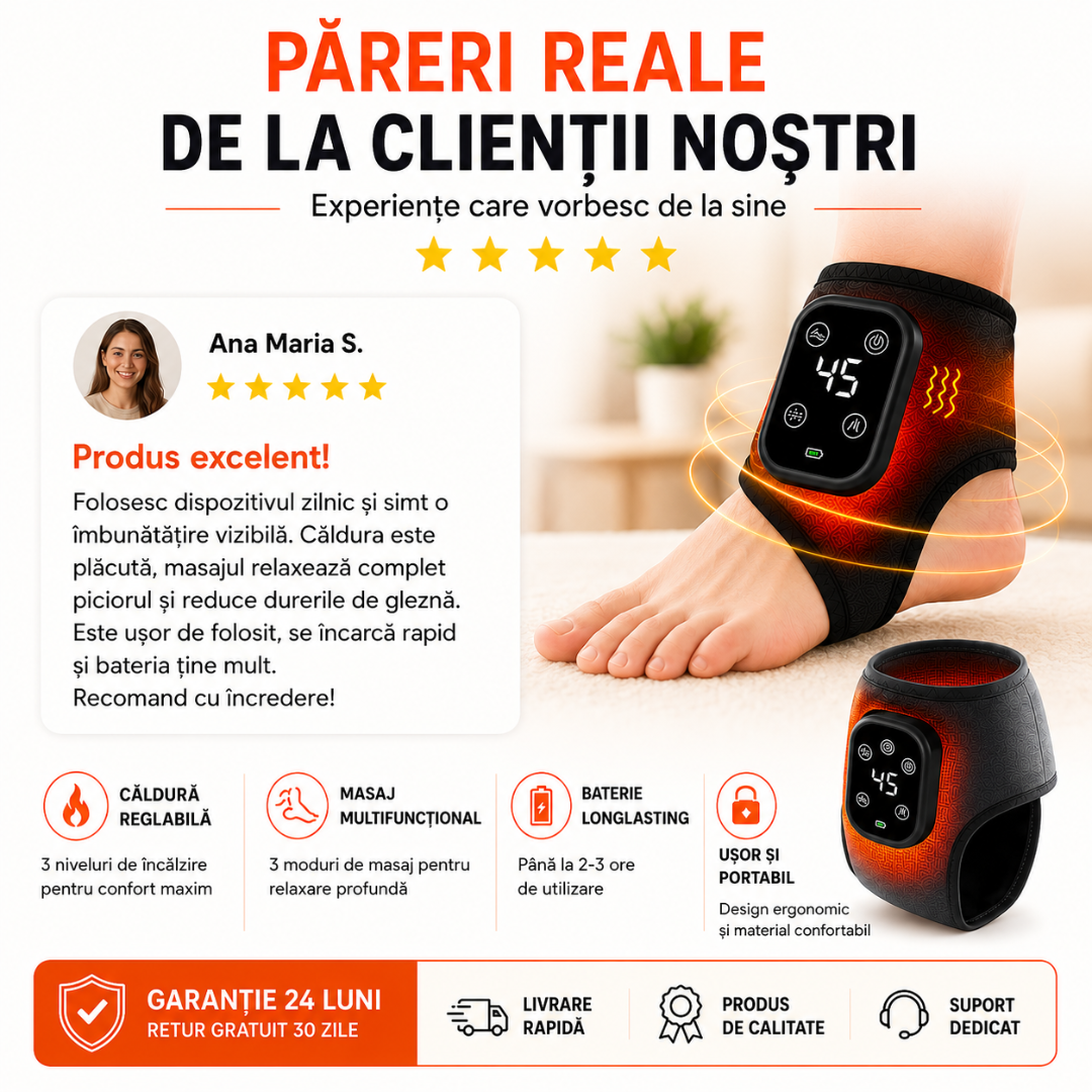 Aparat de Masaj cu Încălzire pentru Gleznă