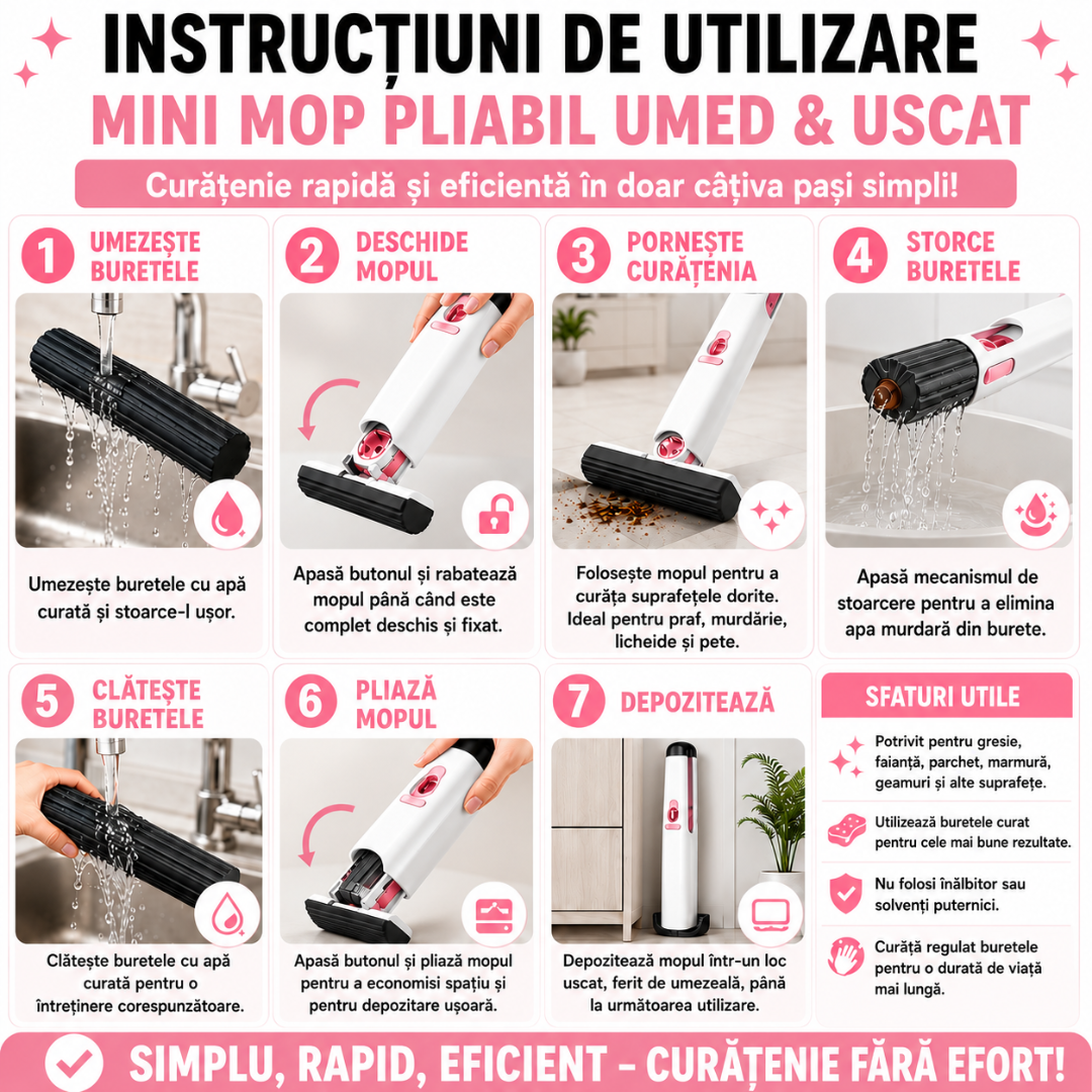 Mini Mop Pliabil Umed si Uscat